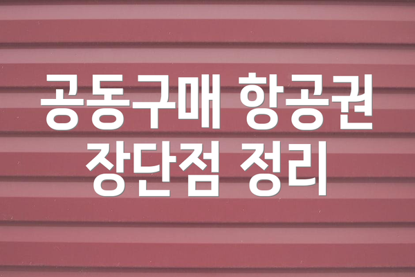 공동구매 항공권 장단점 정리
