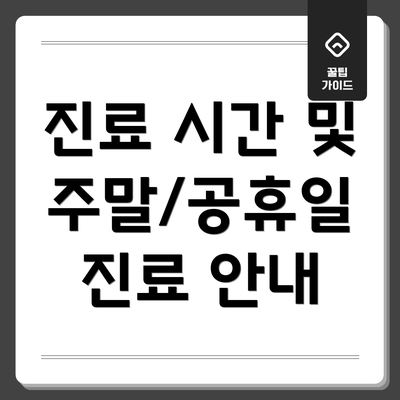 진료 시간 및 주말/공휴일 진료 안내