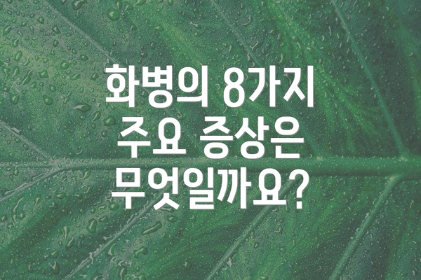 화병의 8가지 주요 증상은 무엇일까요?
