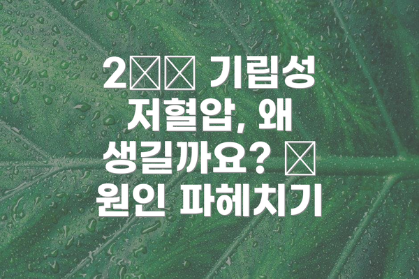2️⃣ 기립성 저혈압, 왜 생길까요? 🤔 원인 파헤치기