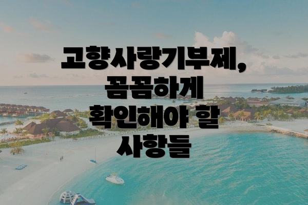 고향사랑기부제, 꼼꼼하게 확인해야 할 사항들