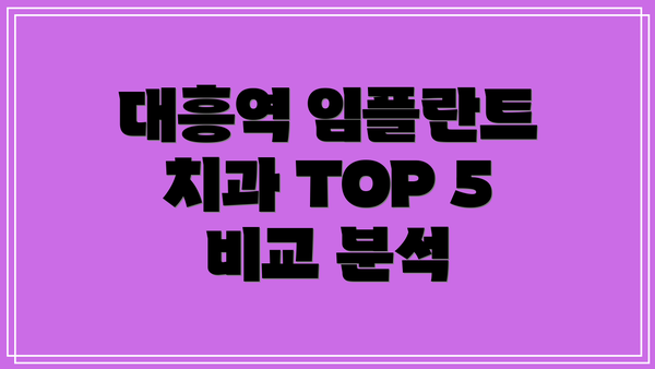 대흥역 임플란트 치과 TOP 5 비교 분석