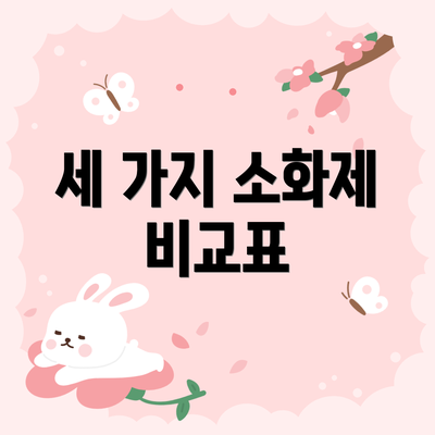 세 가지 소화제 비교표