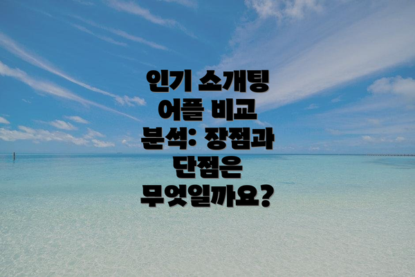 인기 소개팅 어플 비교 분석: 장점과 단점은 무엇일까요?