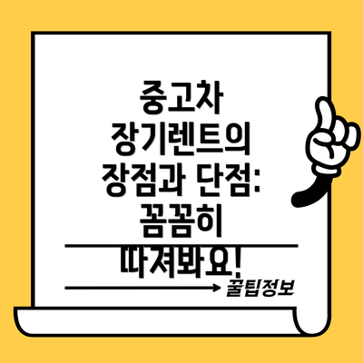 중고차 장기렌트의 장점과 단점: 꼼꼼히 따져봐요!