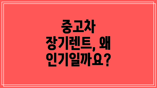 중고차 장기렌트, 왜 인기일까요?