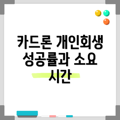 카드론 개인회생 성공률과 소요 시간