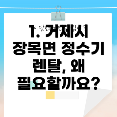 1. 거제시 장목면 정수기 렌탈, 왜 필요할까요?