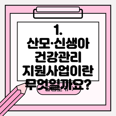 1. 산모·신생아 건강관리 지원사업이란 무엇일까요?