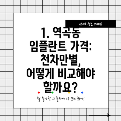 1. 역곡동 임플란트 가격: 천차만별, 어떻게 비교해야 할까요?