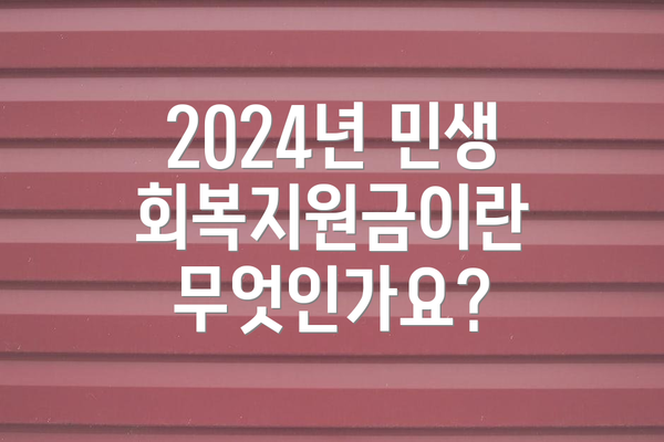 2024년 민생회복지원금이란 무엇인가요?