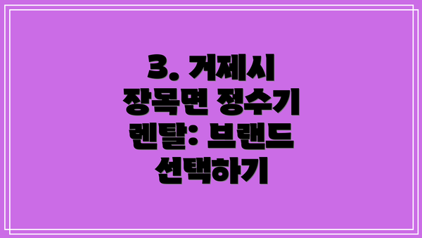 3. 거제시 장목면 정수기 렌탈: 브랜드 선택하기