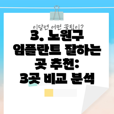 3. 노원구 임플란트 잘하는 곳 추천:  3곳 비교 분석