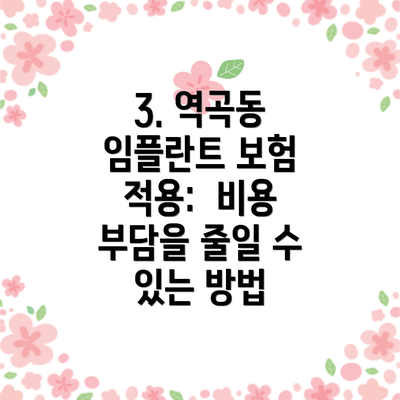 3. 역곡동 임플란트 보험 적용:  비용 부담을 줄일 수 있는 방법