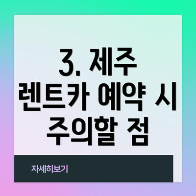 3. 제주 렌트카 예약 시 주의할 점
