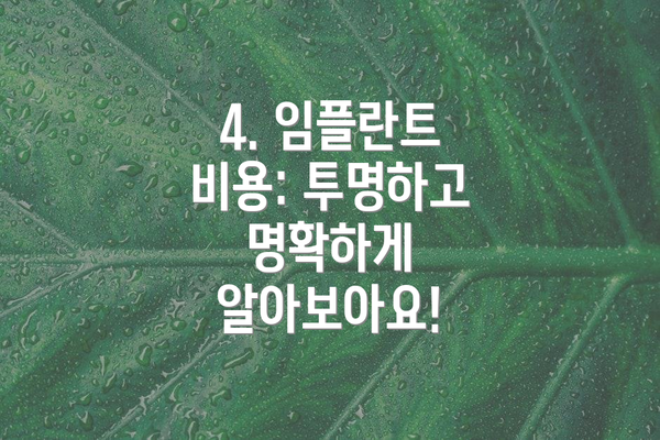 4. 임플란트 비용: 투명하고 명확하게 알아보아요!