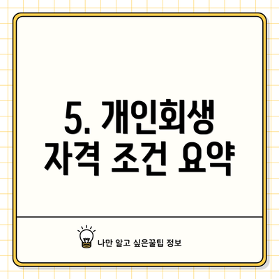 5. 개인회생 자격 조건 요약