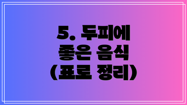 5. 두피에 좋은 음식 (표로 정리)