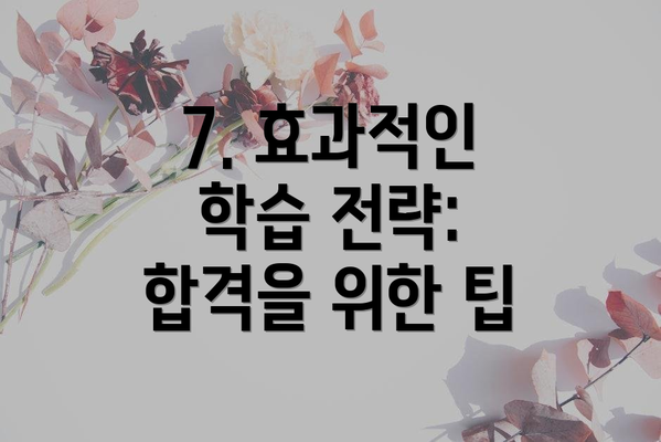 7. 효과적인 학습 전략: 합격을 위한 팁