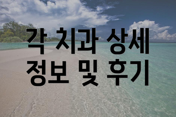 각 치과 상세 정보 및 후기