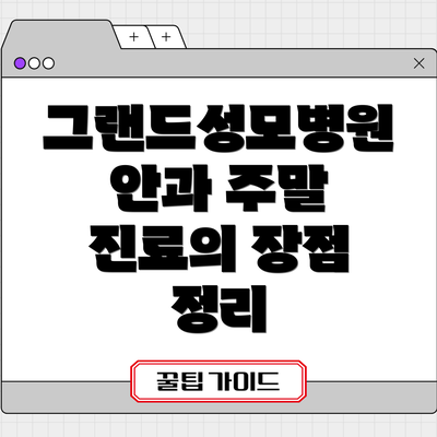 그랜드성모병원 안과 주말 진료 경험 공유