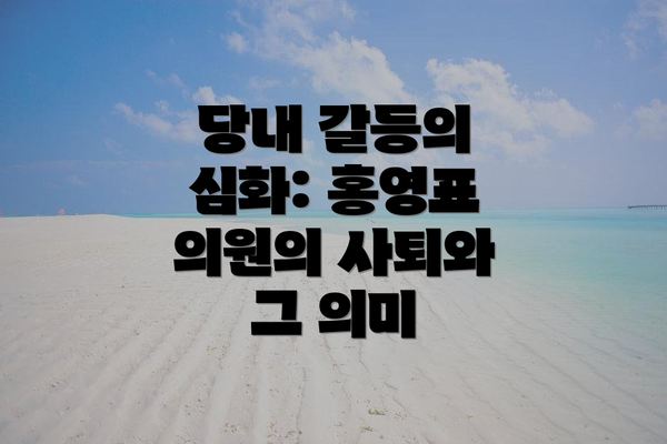 당내 갈등의 심화: 홍영표 의원의 사퇴와 그 의미