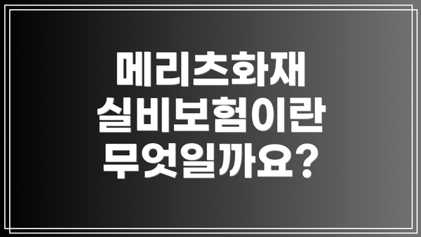 메리츠화재 실비보험이란 무엇일까요?