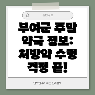 부여군 주말 약국 정보:  처방약 수령 걱정 끝!