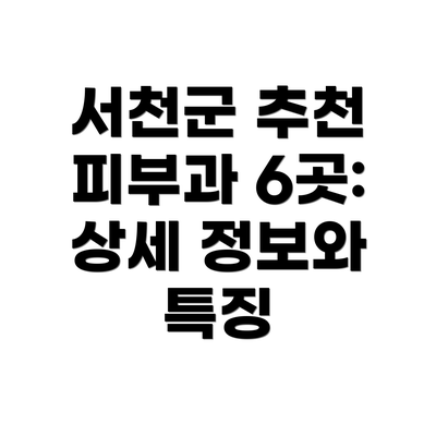 서천군 추천 피부과 6곳: 상세 정보와 특징