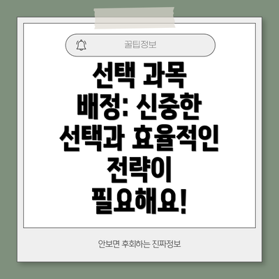 선택 과목 배정: 신중한 선택과 효율적인 전략이 필요해요!