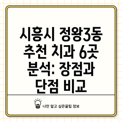 시흥시 정왕3동 추천 치과 6곳 분석: 장점과 단점 비교