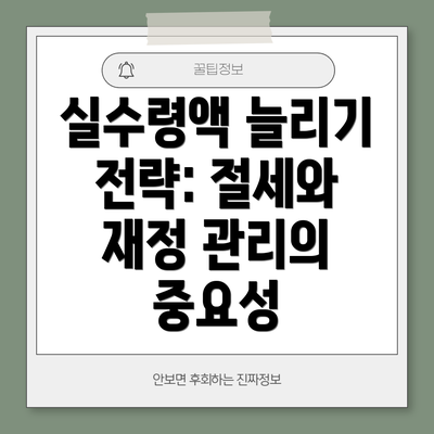 실수령액 늘리기 전략: 절세와 재정 관리의 중요성