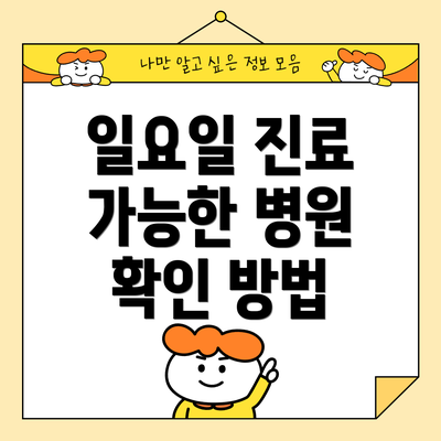 일요일 진료 가능한 병원 확인 방법