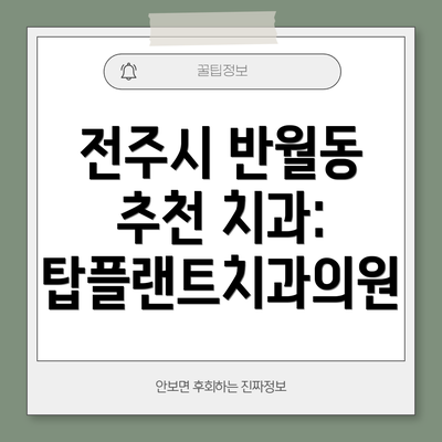 전주시 반월동 추천 치과: 탑플랜트치과의원
