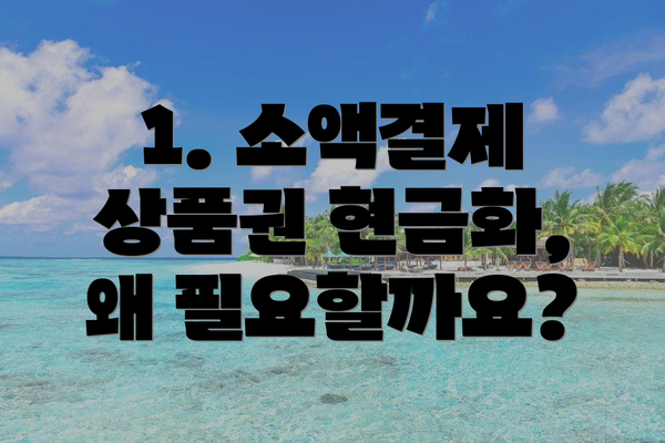 1. 소액결제 상품권 현금화, 왜 필요할까요?