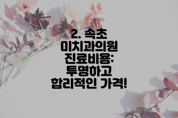 2. 속초 미치과의원 진료비용: 투명하고 합리적인 가격!