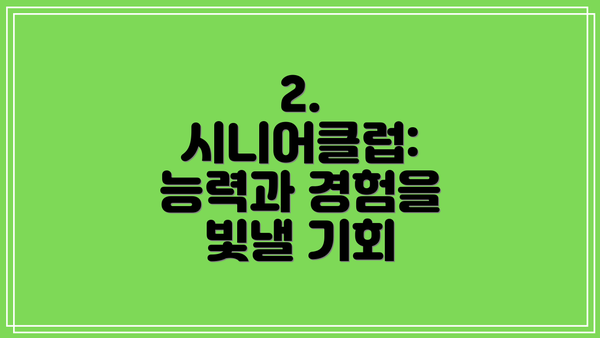 2. 시니어클럽: 능력과 경험을 빛낼 기회