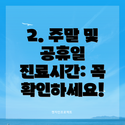 2. 주말 및 공휴일 진료시간: 꼭 확인하세요!
