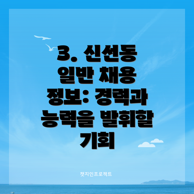 3. 신선동 일반 채용 정보: 경력과 능력을 발휘할 기회