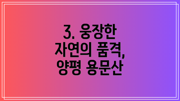 3. 웅장한 자연의 품격, 양평 용문산