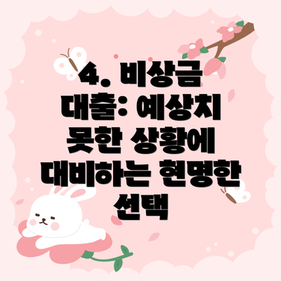 4. 비상금 대출: 예상치 못한 상황에 대비하는 현명한 선택
