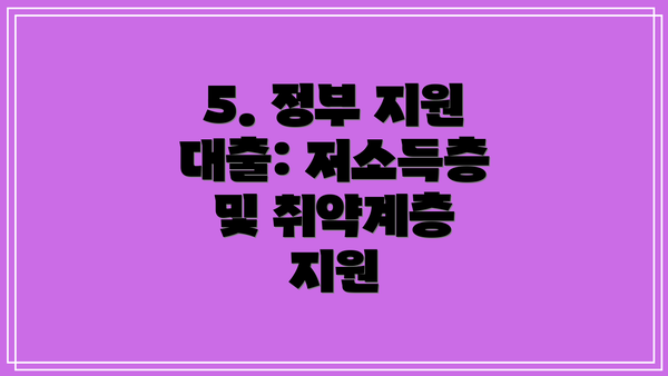 5. 정부 지원 대출: 저소득층 및 취약계층 지원