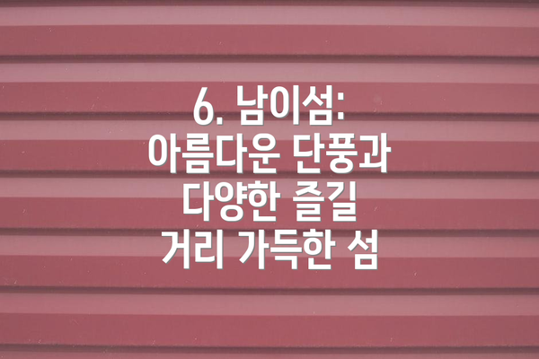 6. 남이섬: 아름다운 단풍과 다양한 즐길 거리 가득한 섬