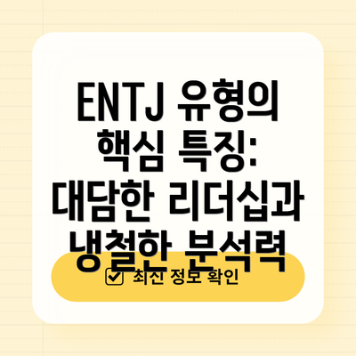 ENTJ 유형의 핵심 특징:  대담한 리더십과 냉철한 분석력