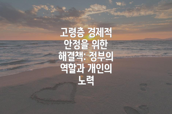 고령층 경제적 안정을 위한 해결책: 정부의 역할과 개인의 노력