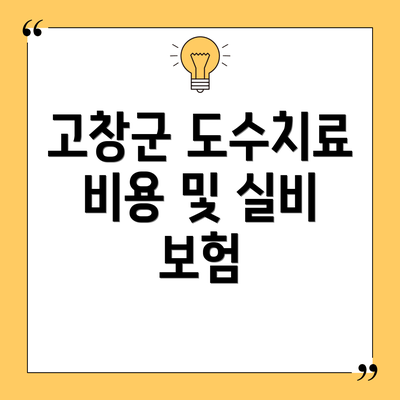 고창군 도수치료 비용 및 실비 보험