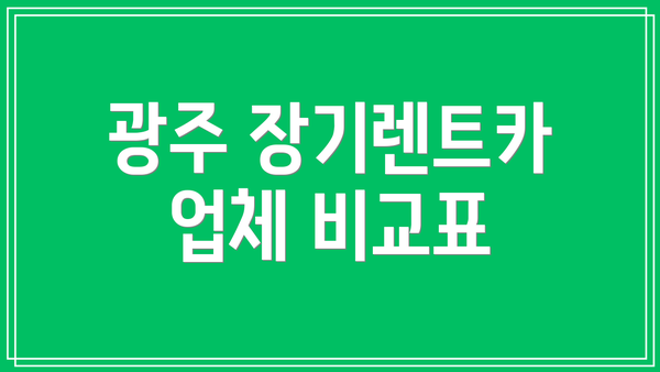 광주 장기렌트카 업체 비교표