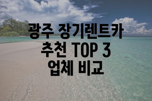 광주 장기렌트카 추천 TOP 3 업체 비교