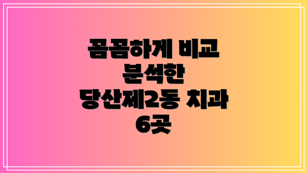 꼼꼼하게 비교 분석한 당산제2동 치과 6곳