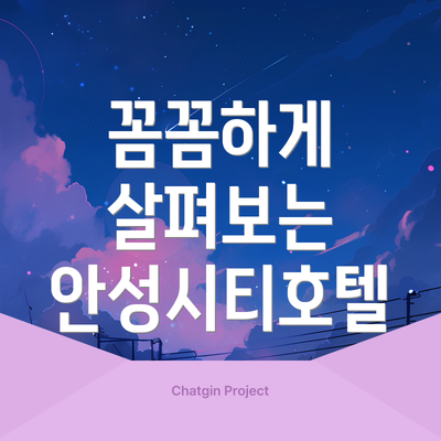 꼼꼼하게 살펴보는 안성시티호텔